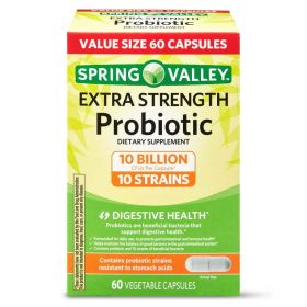 Spring Valley Extra Strength Probiotic Vegetable Capsules, 60 Count